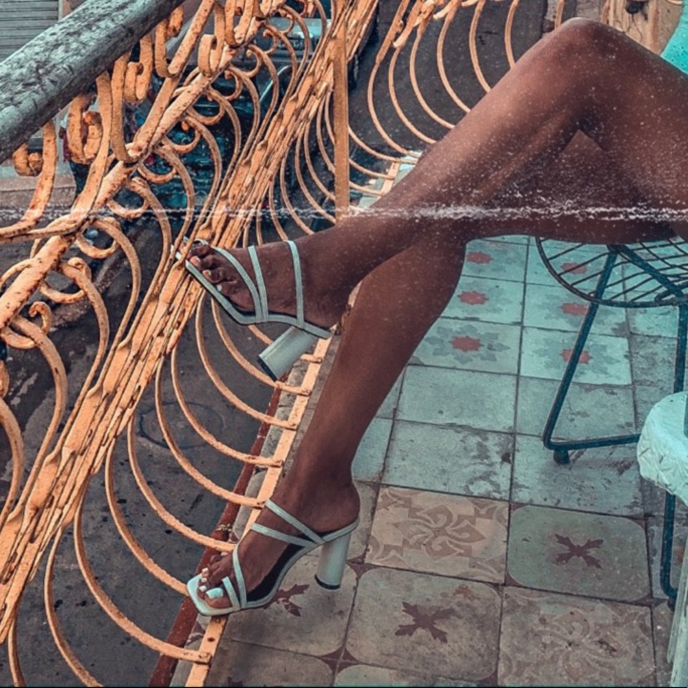 White heel sandal /strap